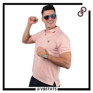 Albert Morris Small Pink-Peach Aloha Short Sleeve Polo